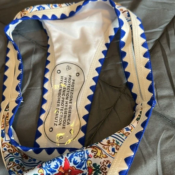 🆕 Jimmi Swim Blue unique sexy print TRIANGLE HIGH CUT MOSAIC BIKINI SET NWT S - Picture 10 of 15